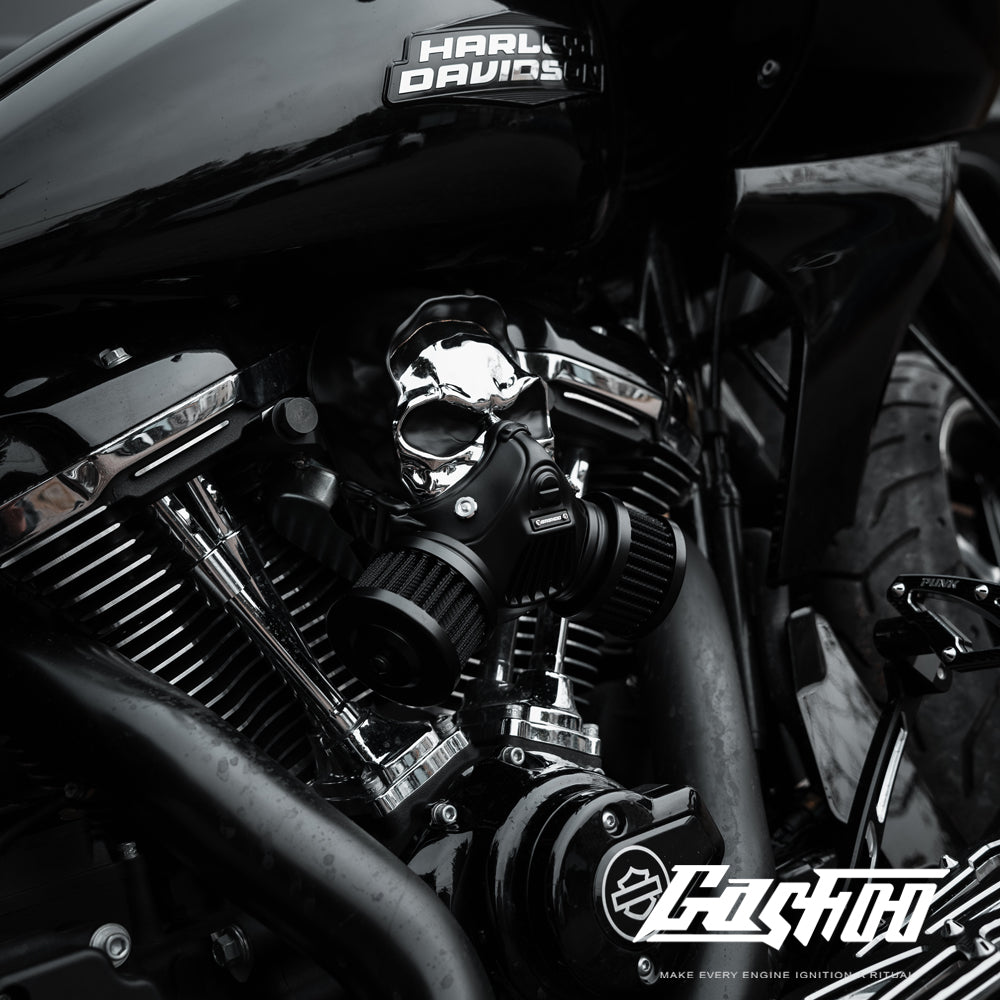 GASHOO SKULL - High-Flow Air Filter for V-Twin Motorcycles