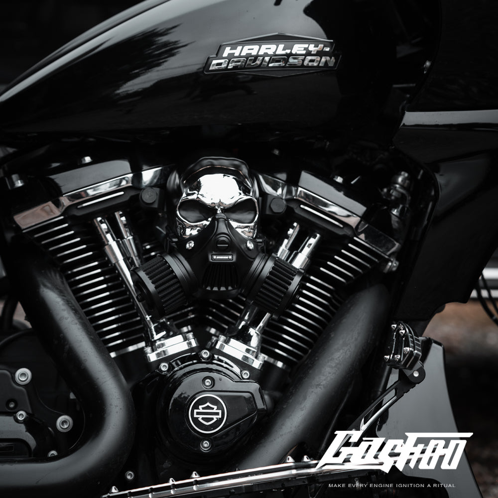 GASHOO SKULL - High-Flow Air Filter for V-Twin Motorcycles