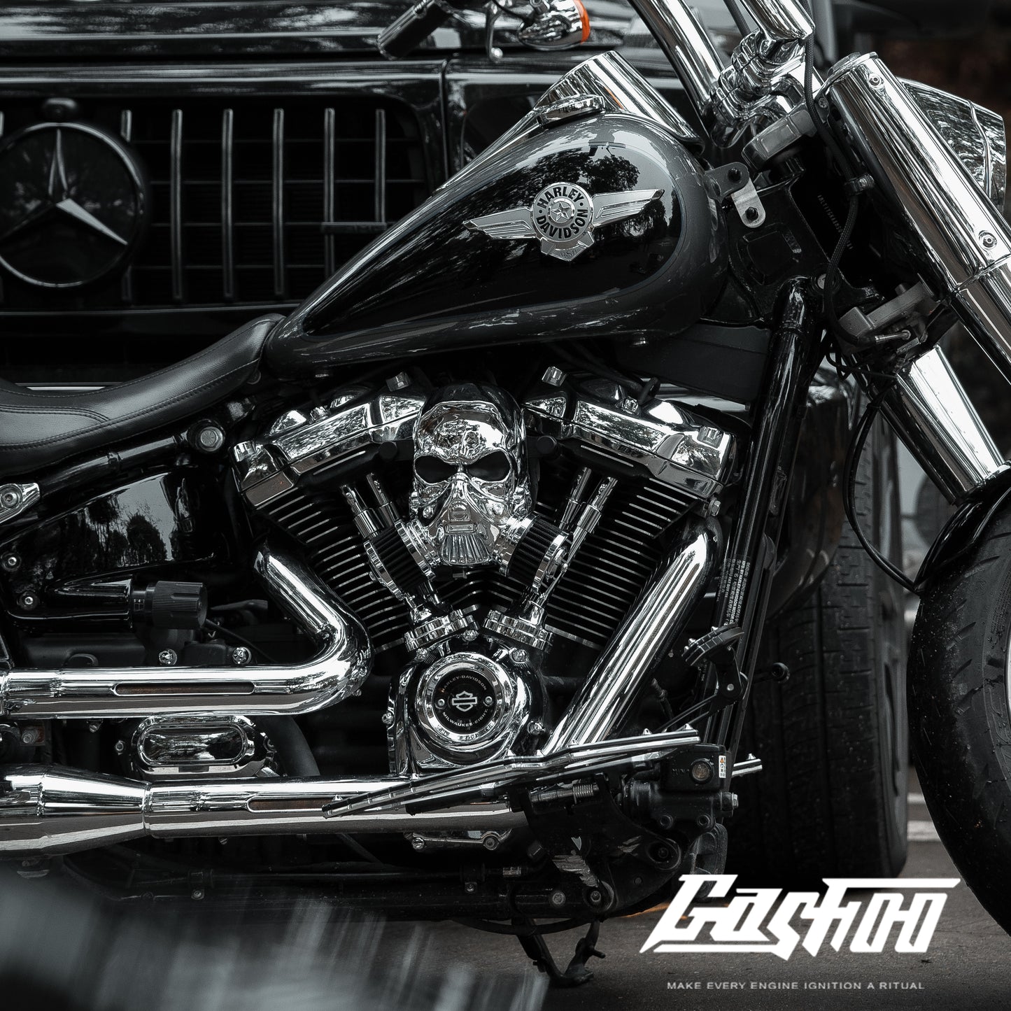 GASHOO SKULL - High-Flow Air Filter for V-Twin Motorcycles