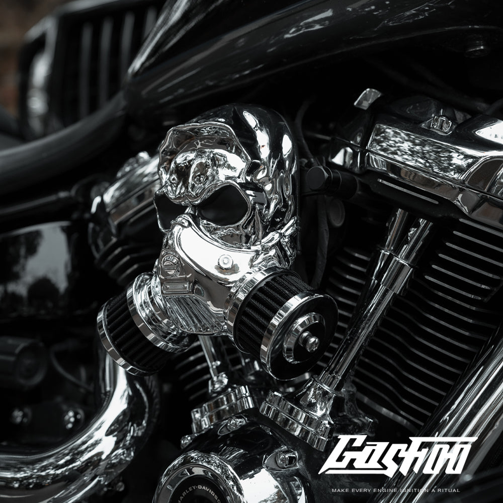 GASHOO SKULL - High-Flow Air Filter for V-Twin Motorcycles