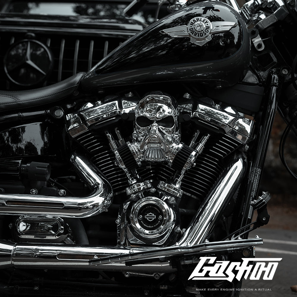 GASHOO SKULL - High-Flow Air Filter for V-Twin Motorcycles